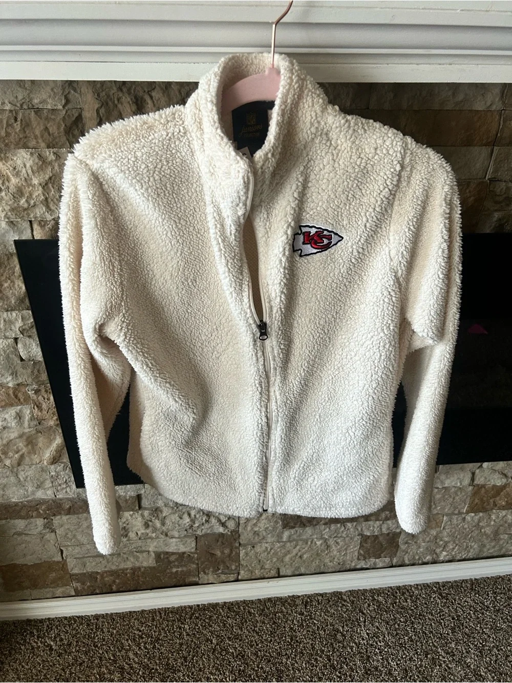 Kansas City Chiefs Cream Sherpa-Like Full-Zip Jacket